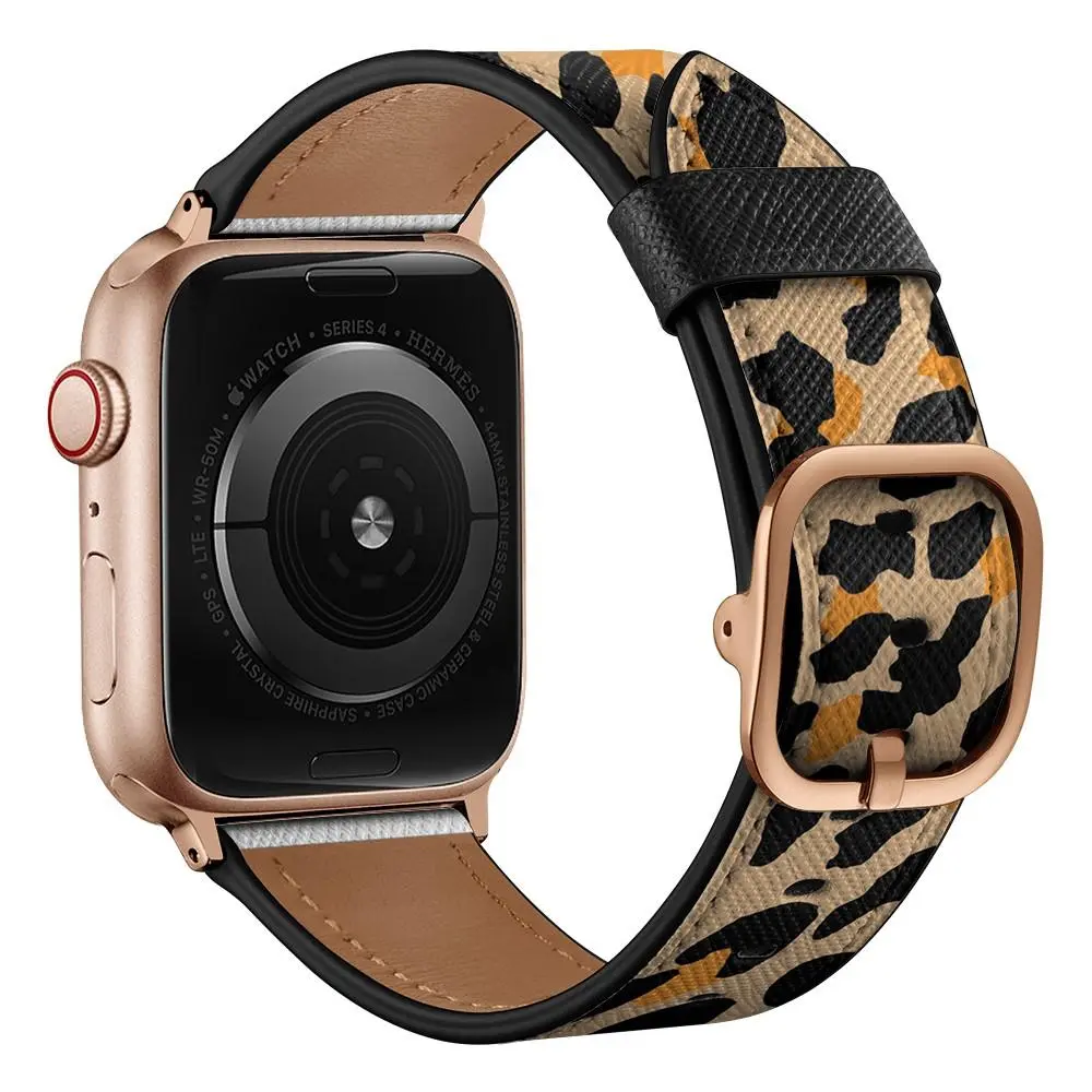 Apple Watch Series 8 45mm Reim i ekte skinn, Leopard