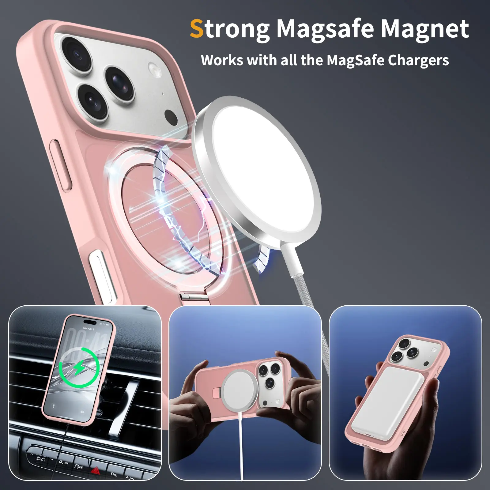 Hybridskal Magnetic Ring iPhone 18 Pro Max Rosa