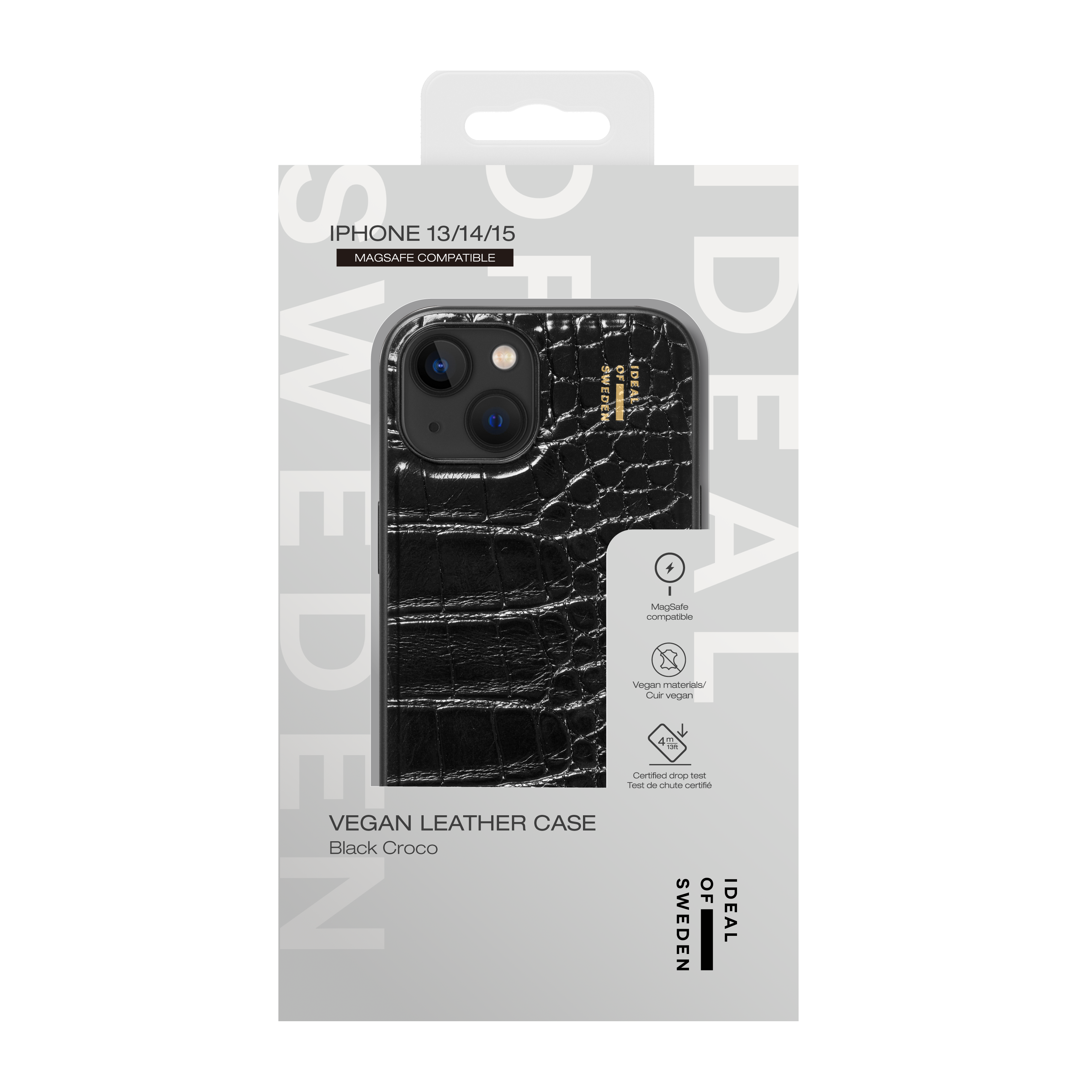 Vegan Leather MagSafe Case iPhone 13 Black Croco