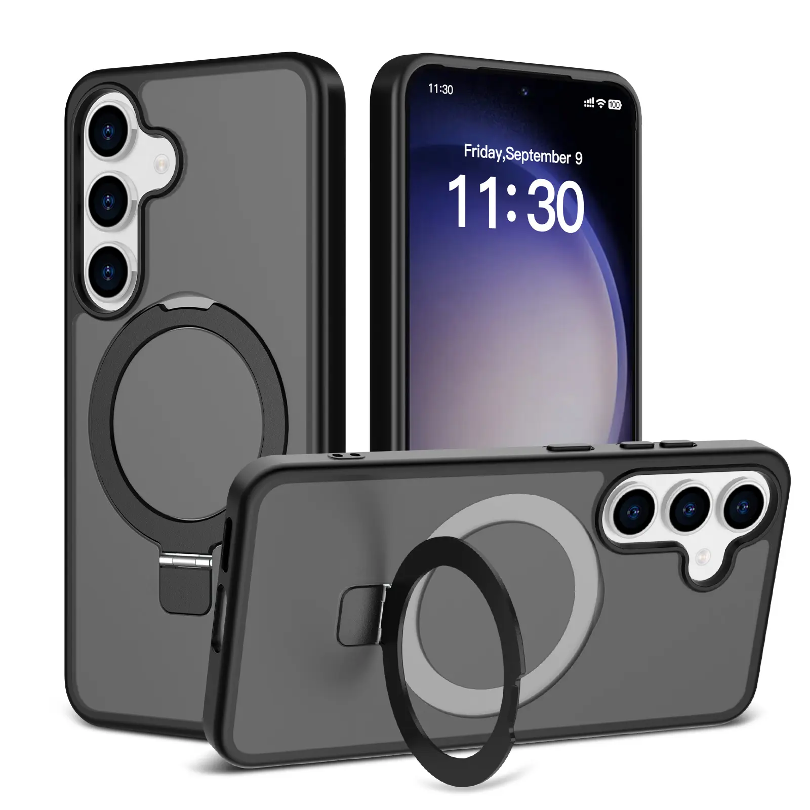 Hybridcover Magnetic Ring Samsung Galaxy S25 Sort