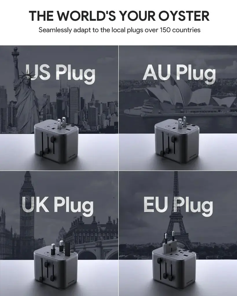 Universal Reseadapter med USB-portar 20W Svart