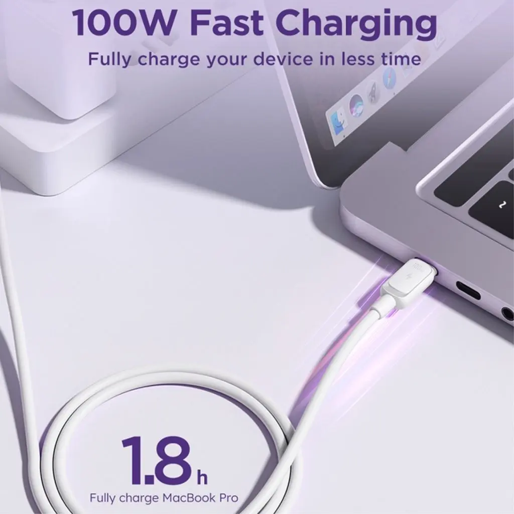 USB-C till USB-C-kabel PD 100W 1.2m Vit