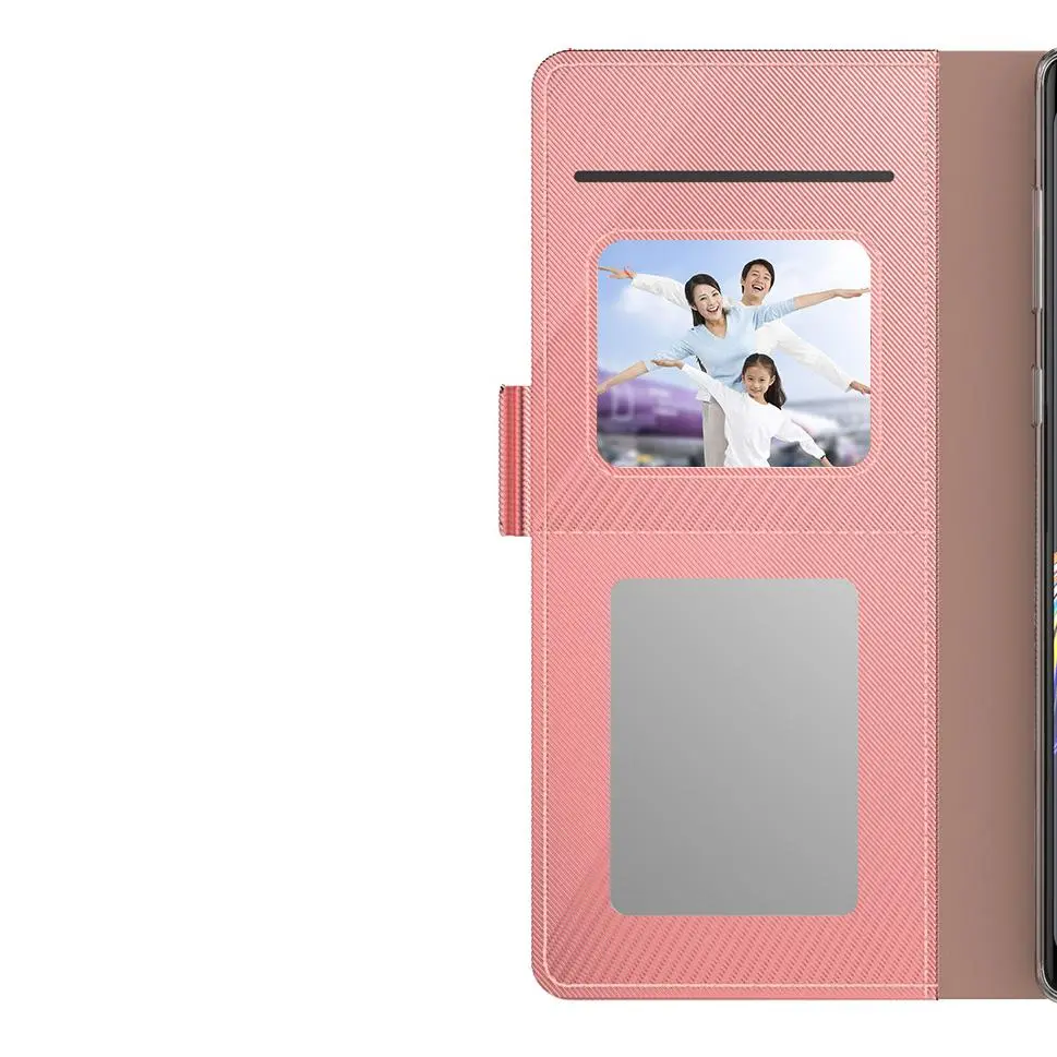 Plånboksfodral Spegel Galaxy A72 5G rosa guld