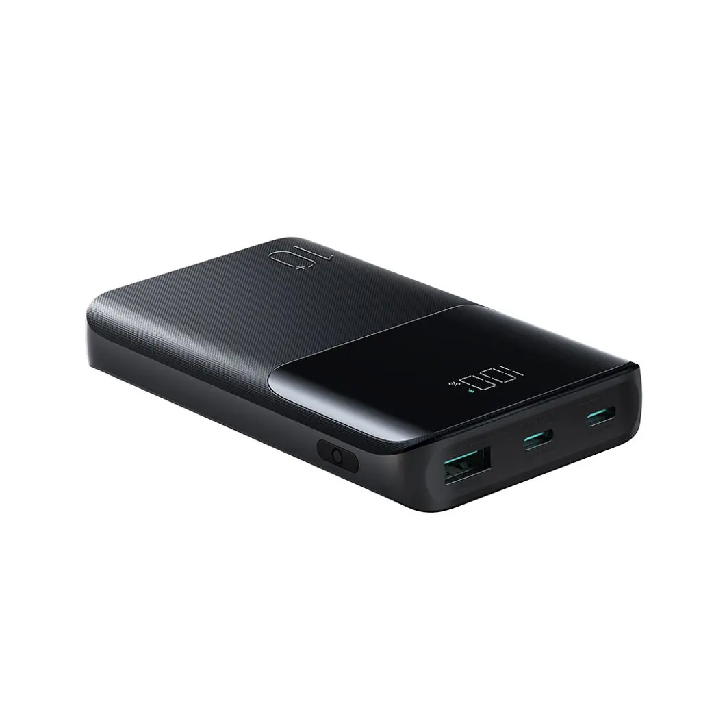 Supersnabb LED Powerbank 10000 mAh 22.5W - Trippel utgång Svart