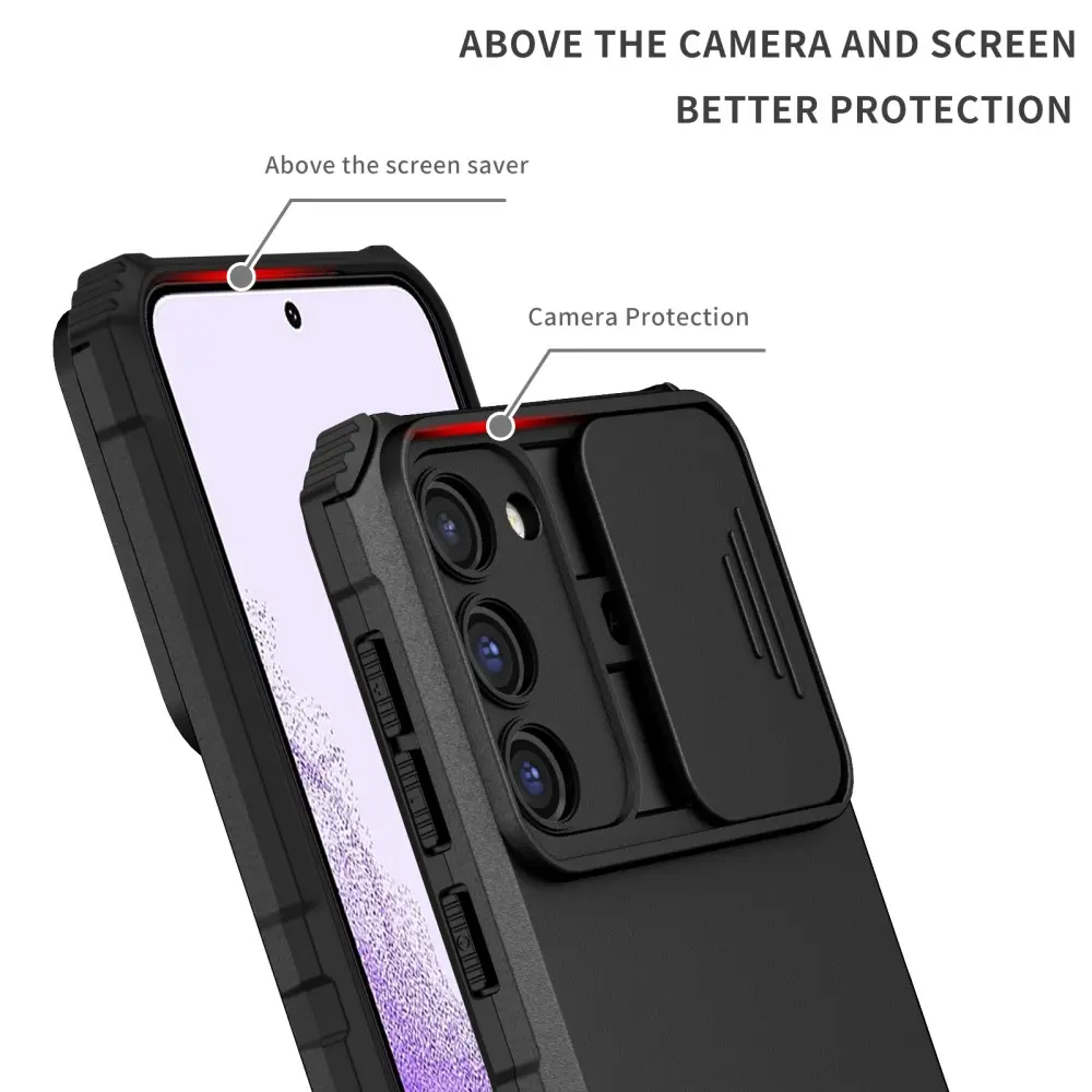 Samsung Galaxy S23 Kickstand Skal Kameraskydd Svart