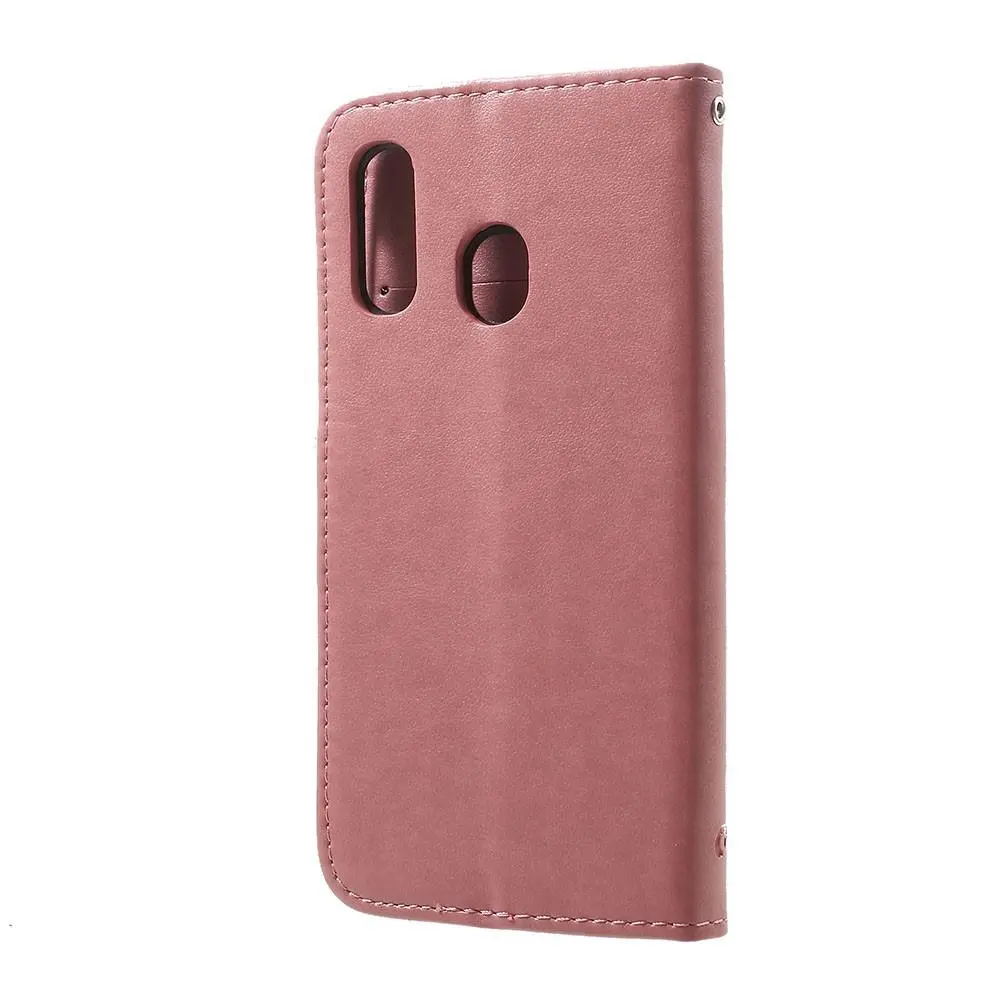 Läderfodral Fjärilar Samsung Galaxy A20e Rosa