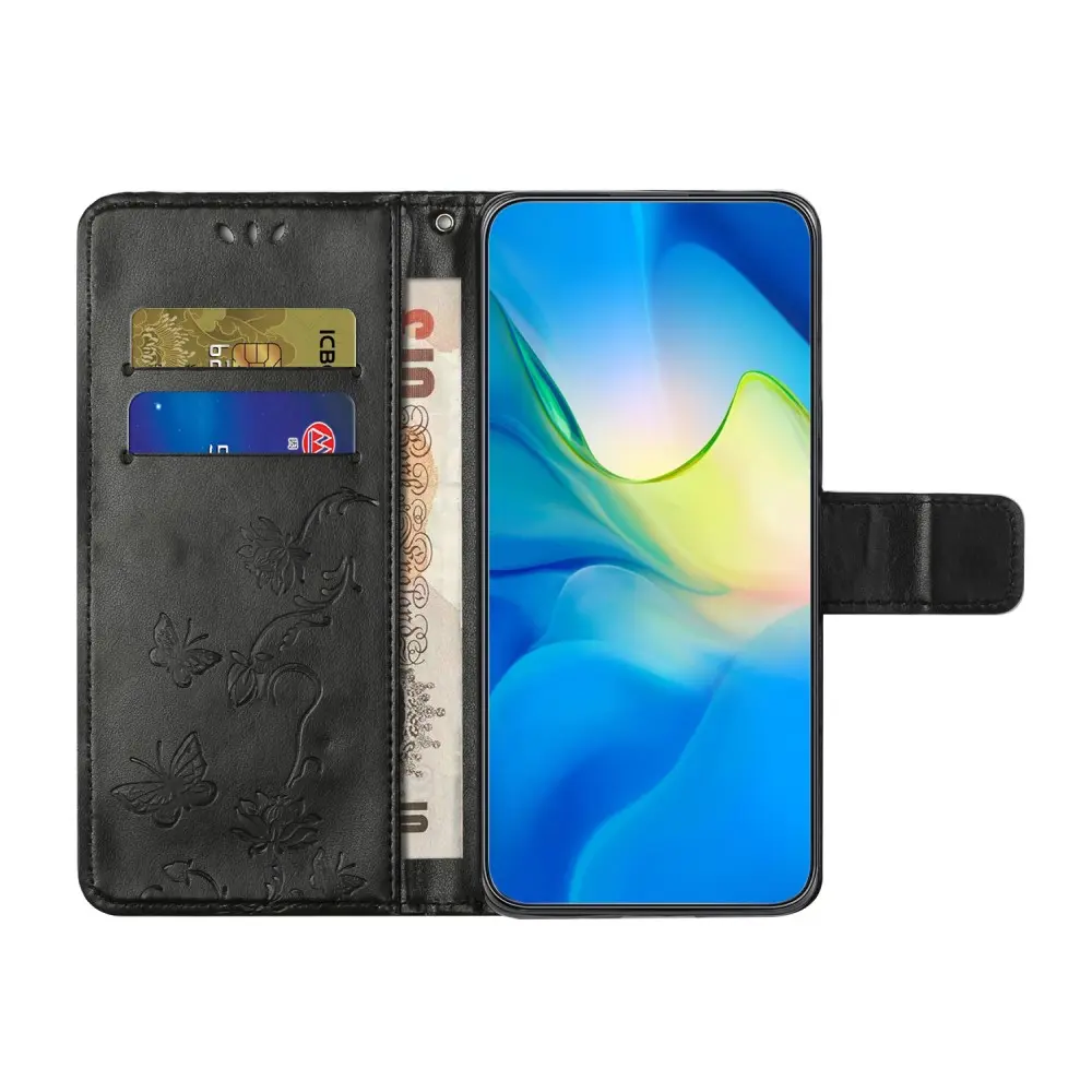 Läderfodral Fjärilar Samsung Galaxy A56 Svart