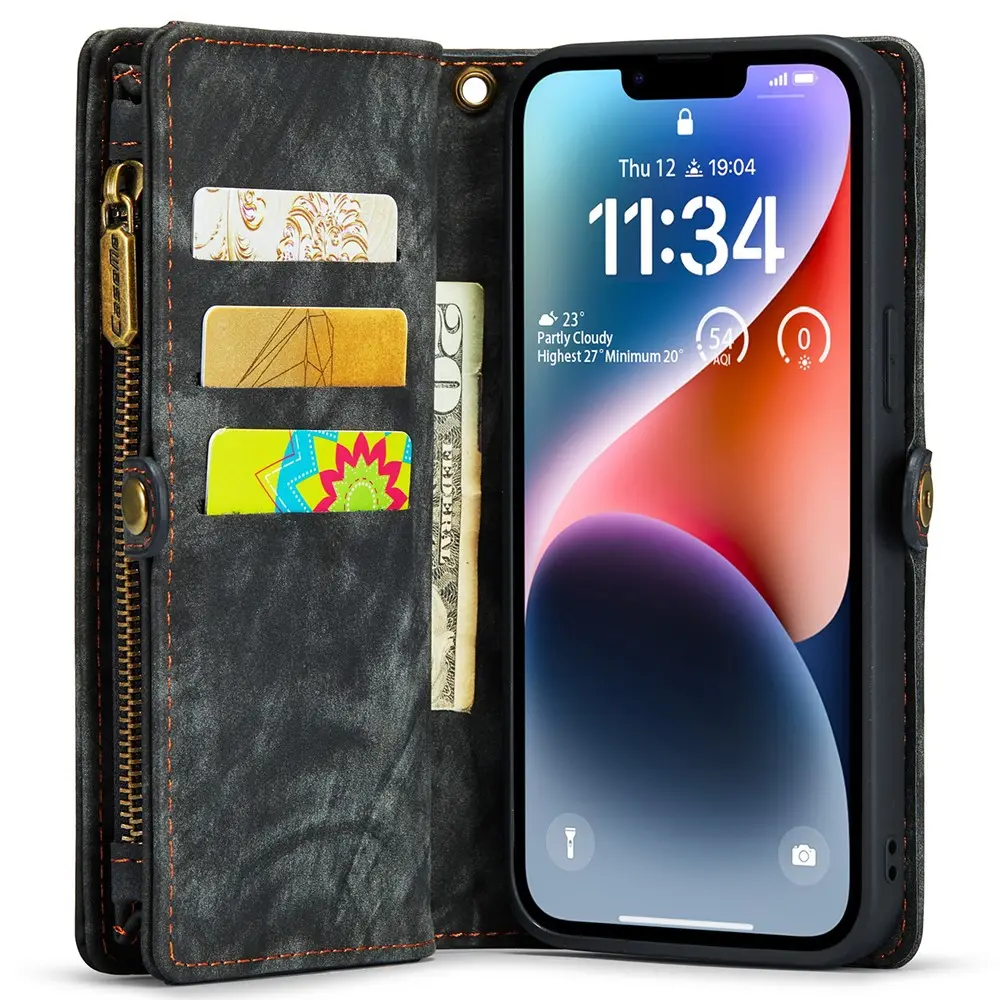 Multi-slot Plånboksfodral iPhone 15 Pro Grå