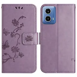 Motorola Moto G35 Suojakotelo perhoskuviolla, Liila