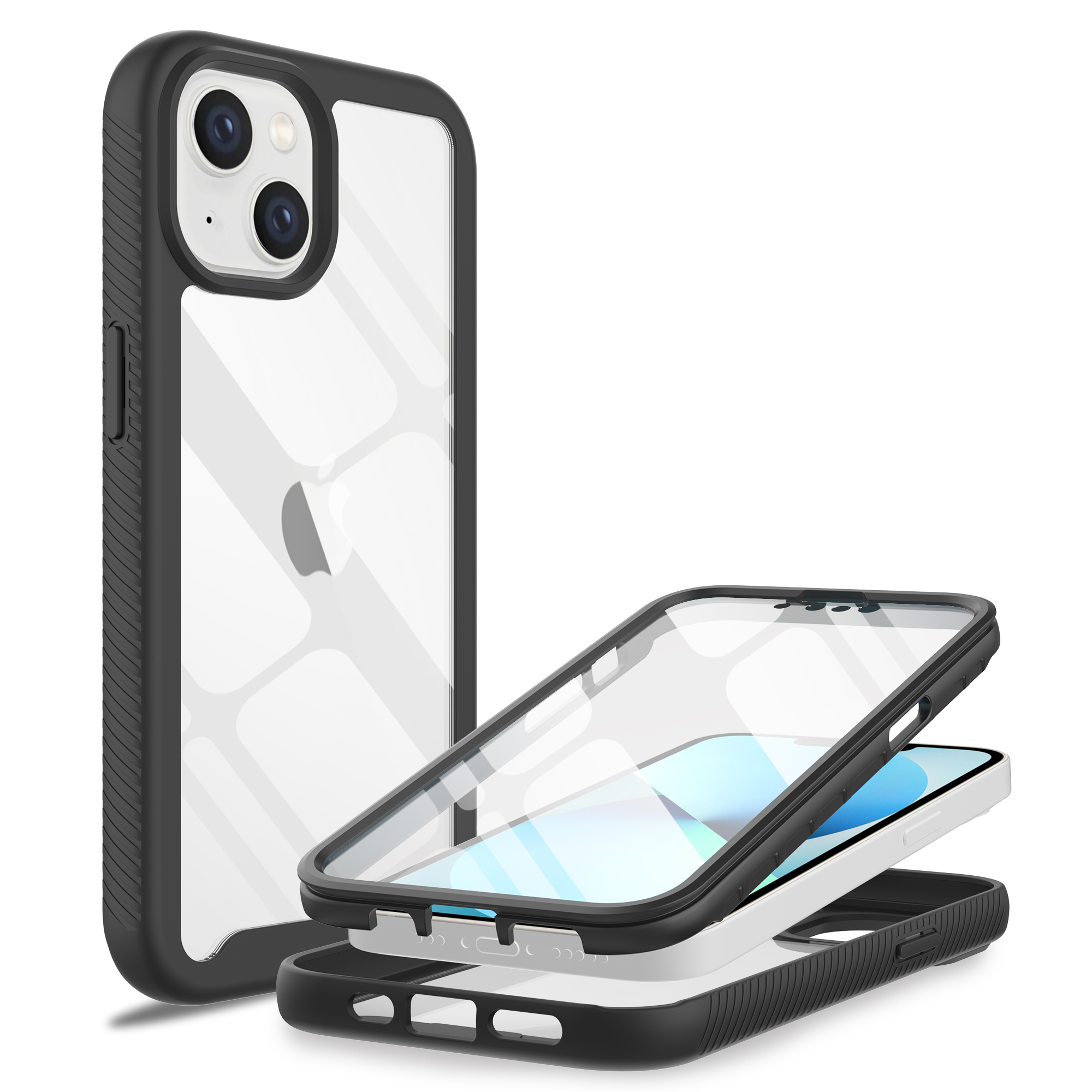 Mobique Full Protection Case iPhone 14 Svart - Heldekkende deksel med skjermbeskyttelse