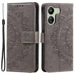 Läderfodral Mandala Xiaomi Redmi 13C grå