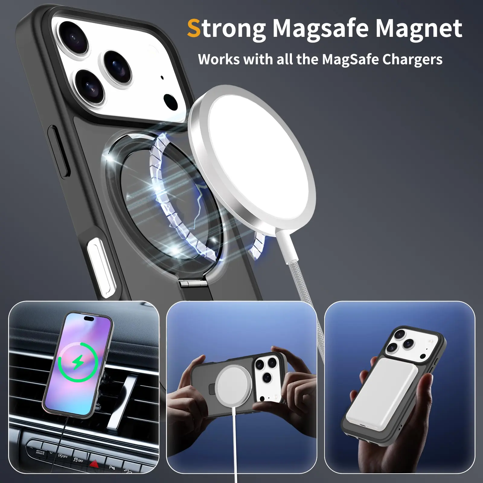 Hybridskal Magnetic Ring iPhone 17 Pro Svart