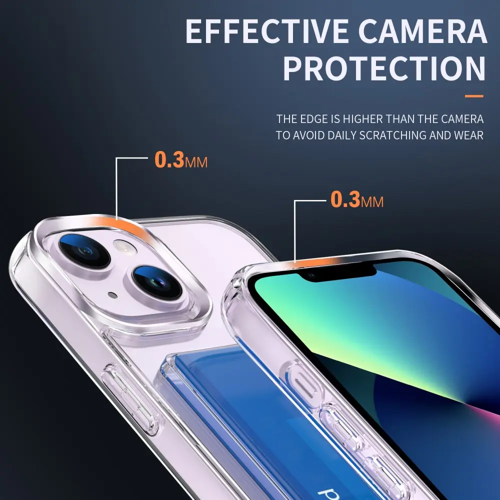 Hybridskal Kortfack iPhone 13 Genomskinlig