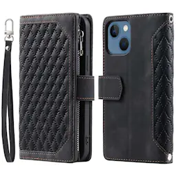 Plånboksväska iPhone 13 Quilted Svart