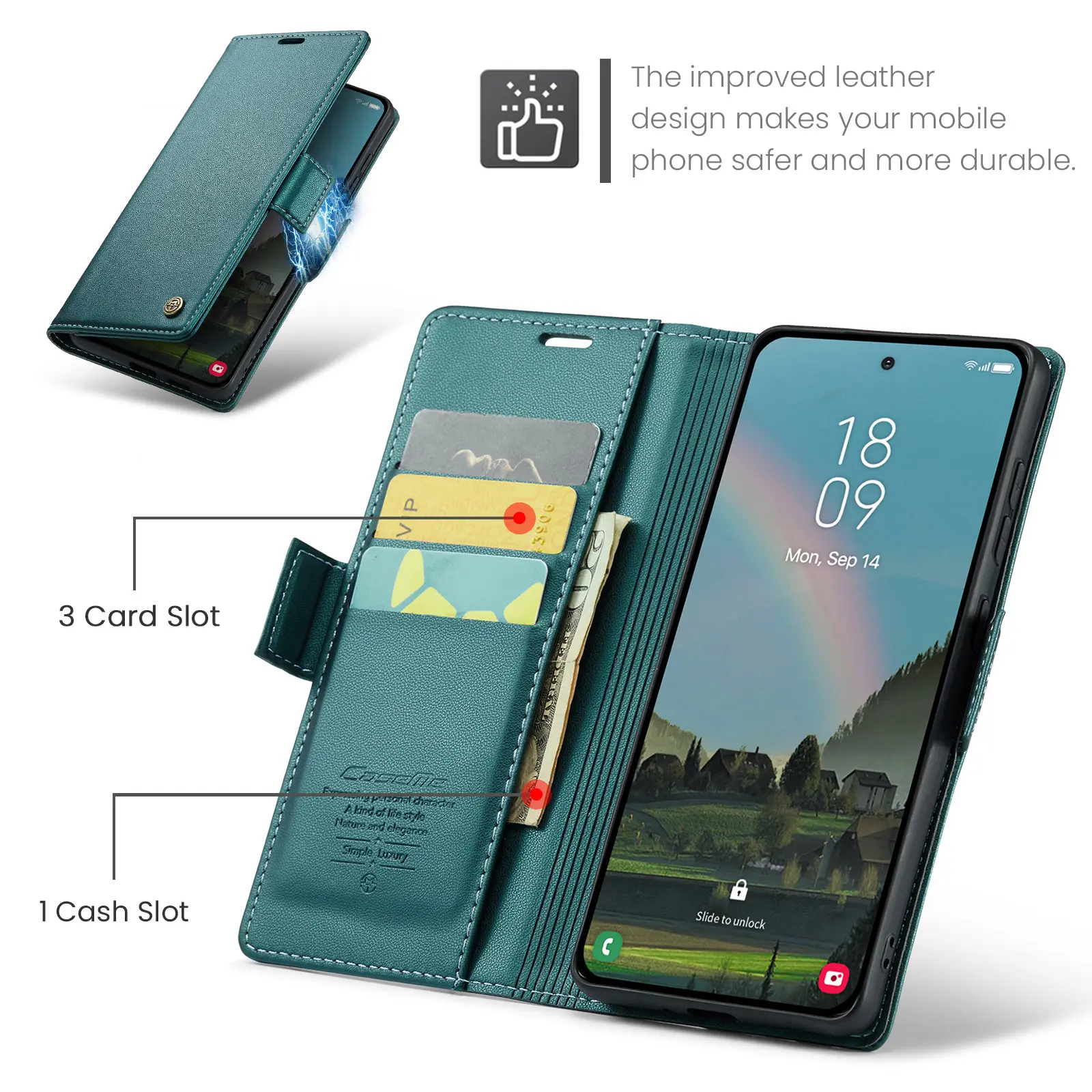 Slim Plånboksfodral RFID-skydd Samsung Galaxy S26 Grön