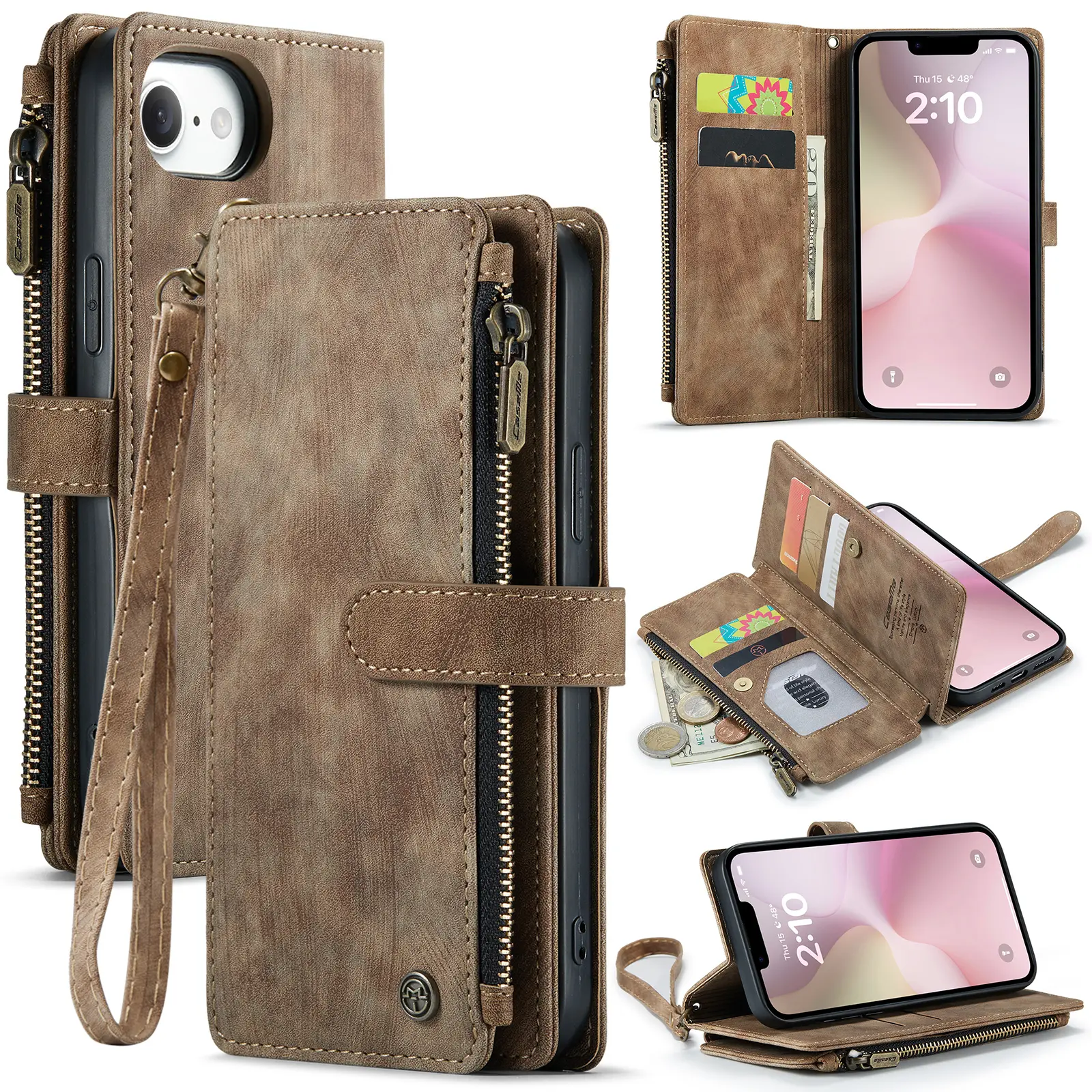 Zipper Wallet iPhone 17e Brun