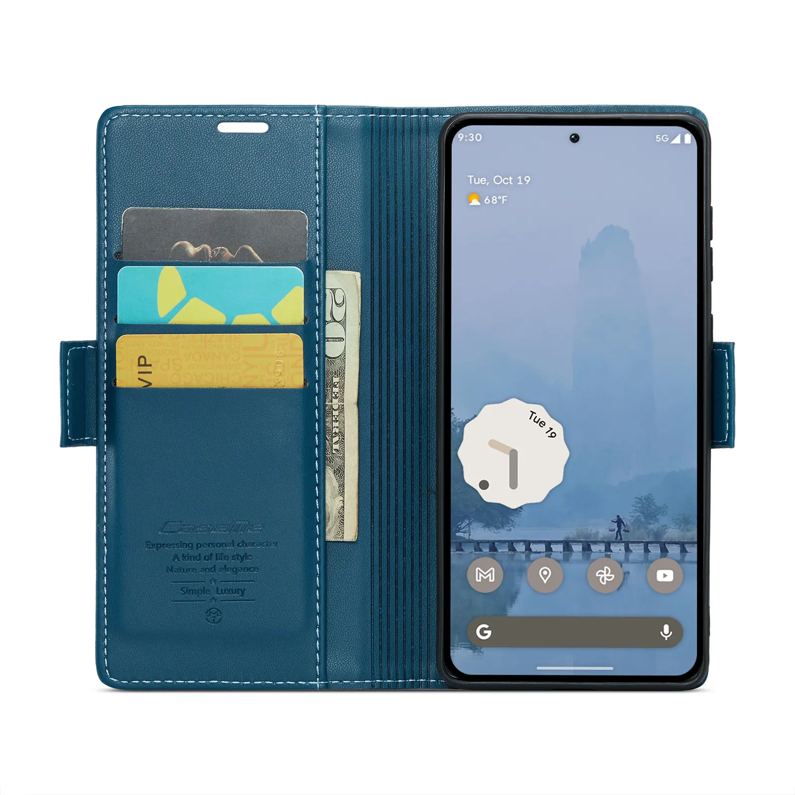 Slim Plånboksfodral RFID-skydd Google Pixel 10 Pro XL Blå