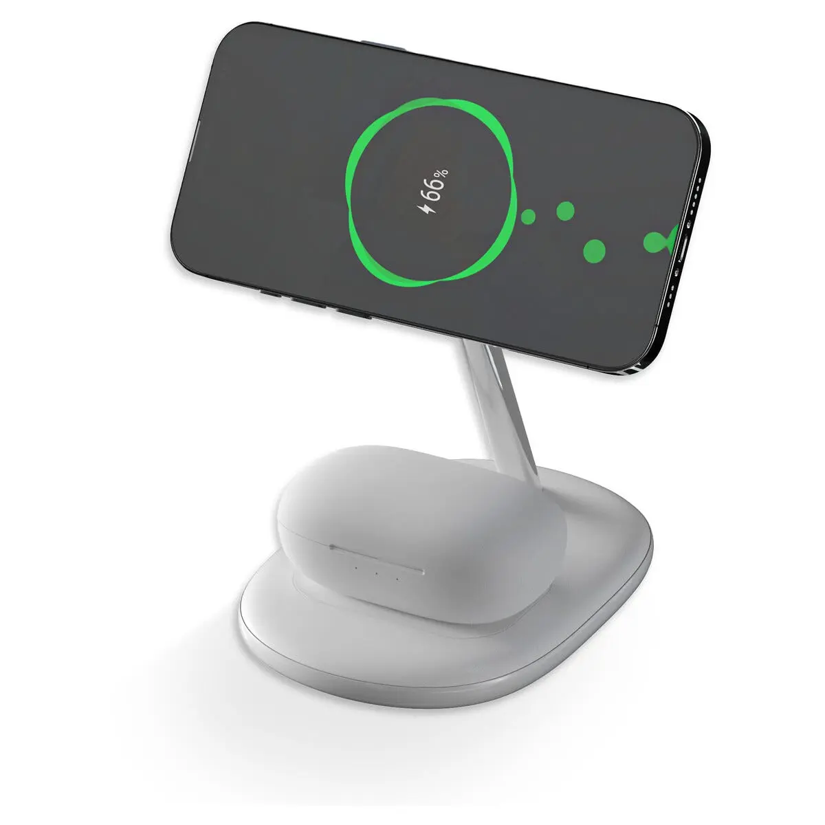 2-i-1 Trådlös Magnetisk Qi2 Laddningsstation Vit