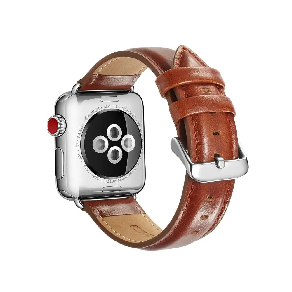 Premium Leather Watch Band Apple Watch SE 3 44mm Cognac