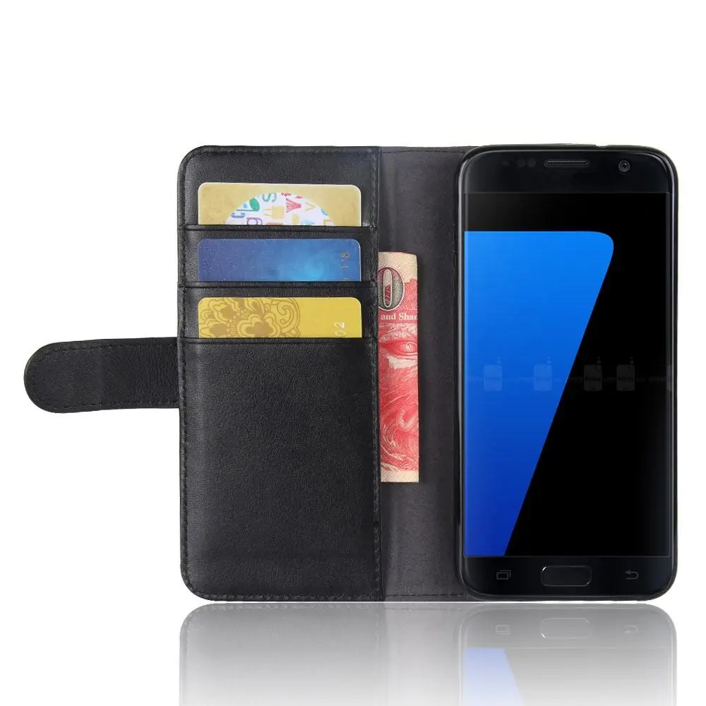 Äkta Läderfodral Samsung Galaxy S7 Svart