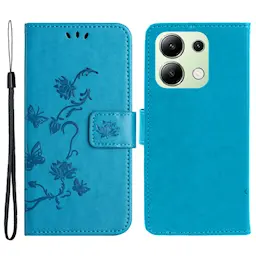 Læderetui Sommerfugle Xiaomi Redmi Note 13 4G Blå