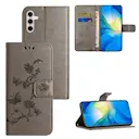 Læderetui Sommerfugle Samsung Galaxy S25 Grå