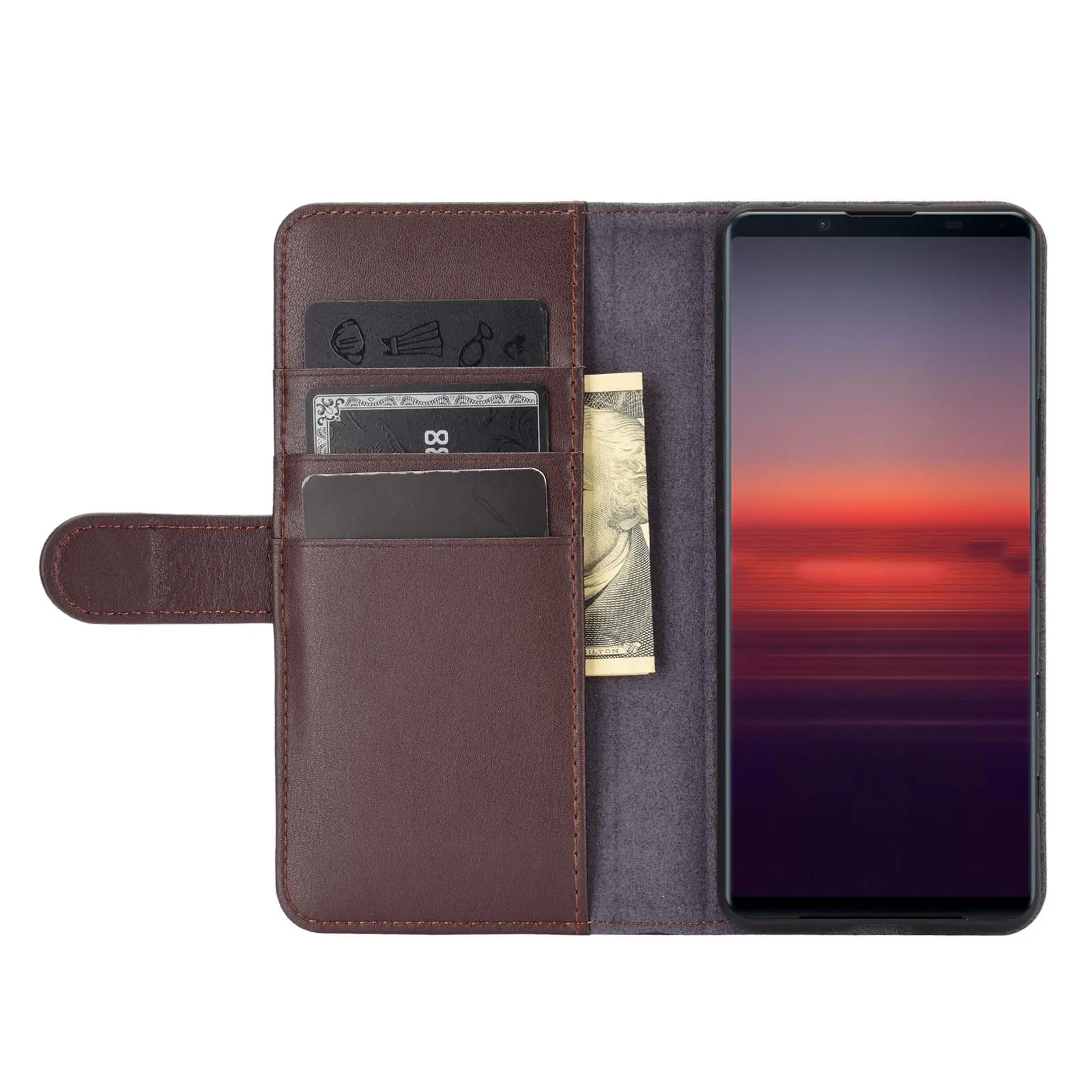 Äkta Läderfodral Sony Xperia 5 II Brun
