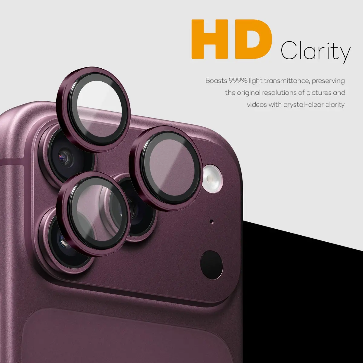Linsskydd Härdat Glas Aluminium iPhone 18 Pro Dark Cherry