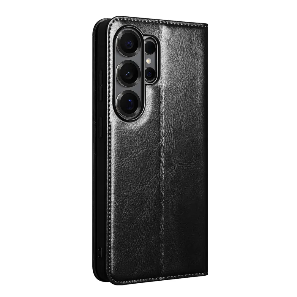 Samsung Galaxy S26 Ultra Leather Wallet Case Svart
