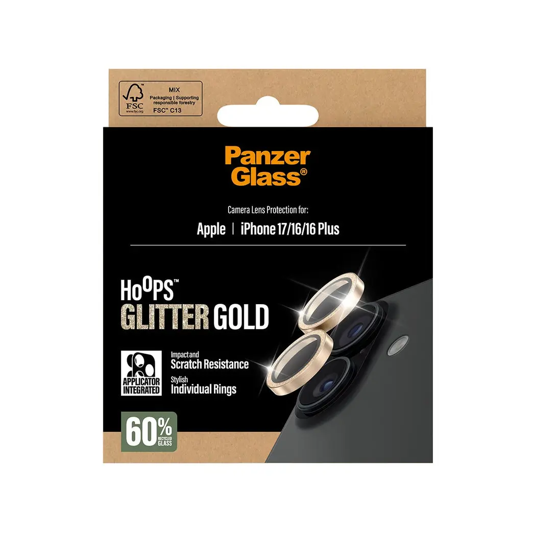 iPhone 17 Hoops Camera Lens Protector Glitter Gold