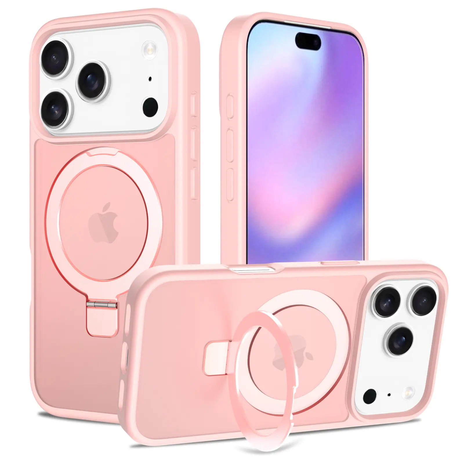 Hybridcover Magnetic Ring iPhone 17 Pro Lyserød