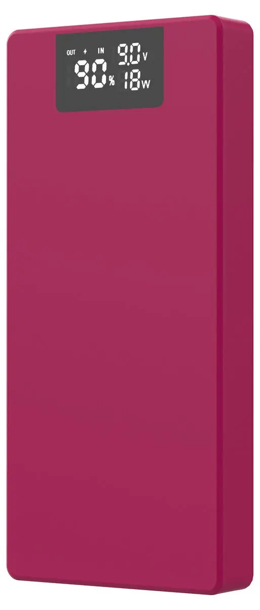 Powerbank USB-A + USB-C med Display 10000 mAh PD 20W Rosa