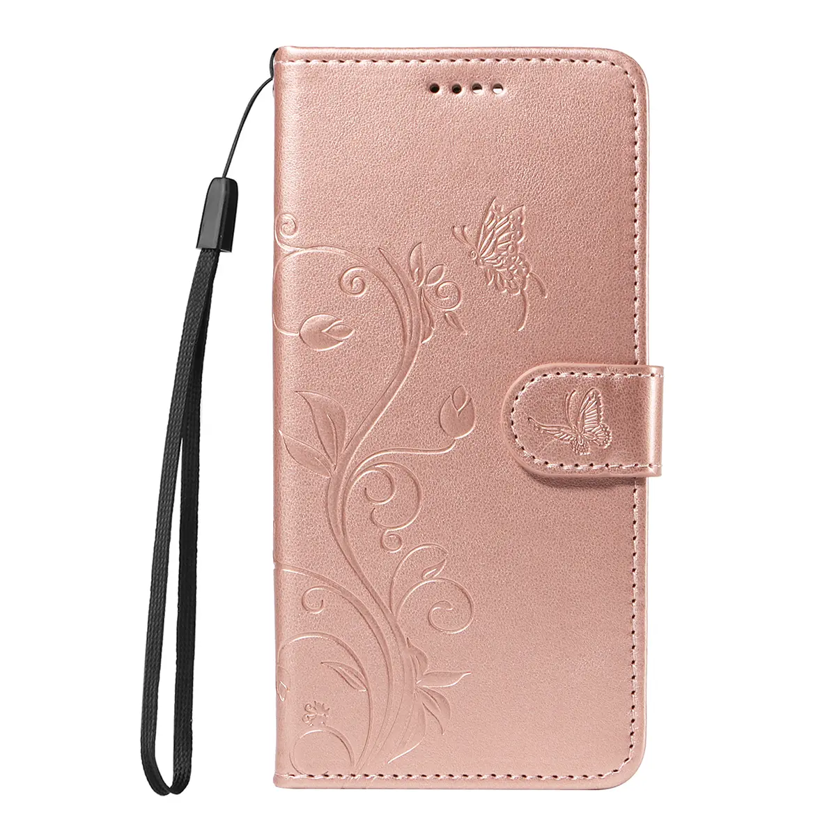 Läderfodral Fjärilar Oppo Reno 14 Roséguld