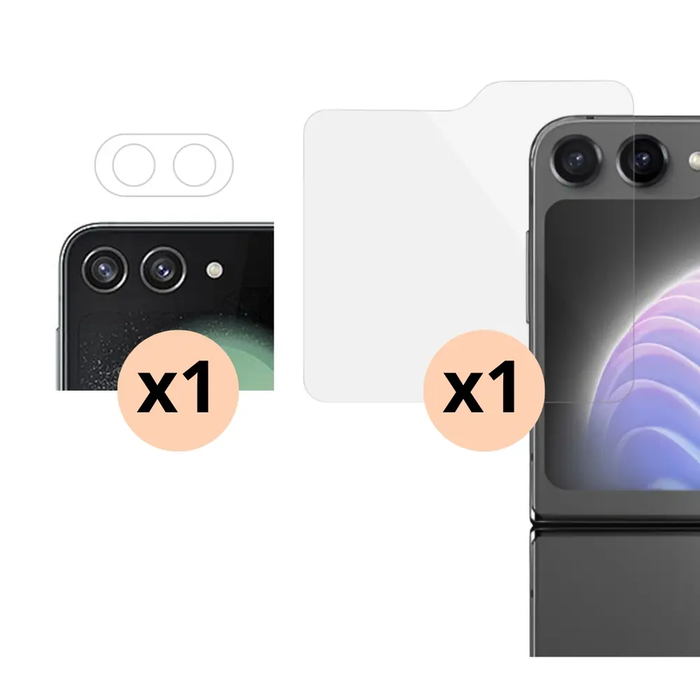 Samsung Galaxy Z Flip 5 Kamerabeskyttelse og Hærdet Glas Skærmbeskytter