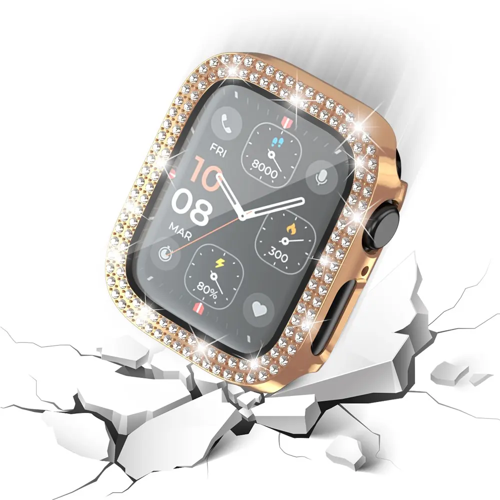 Full Cover Case Rhinestone Apple Watch SE 3 40mm Roséguld
