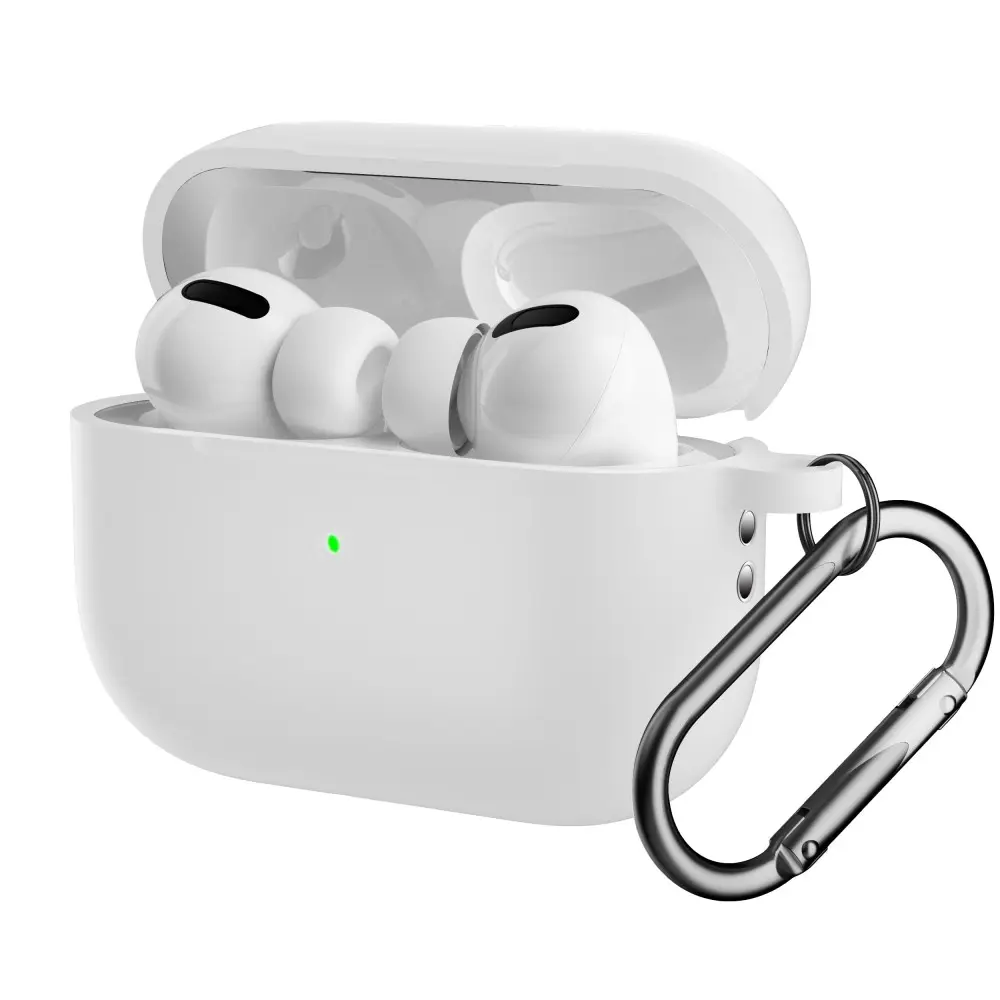 Silikondeksel med karabinkrok Apple AirPods Pro 2 Hvit