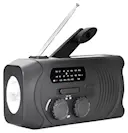 Nødradio med powerbank, solceller og sveiv, Svart