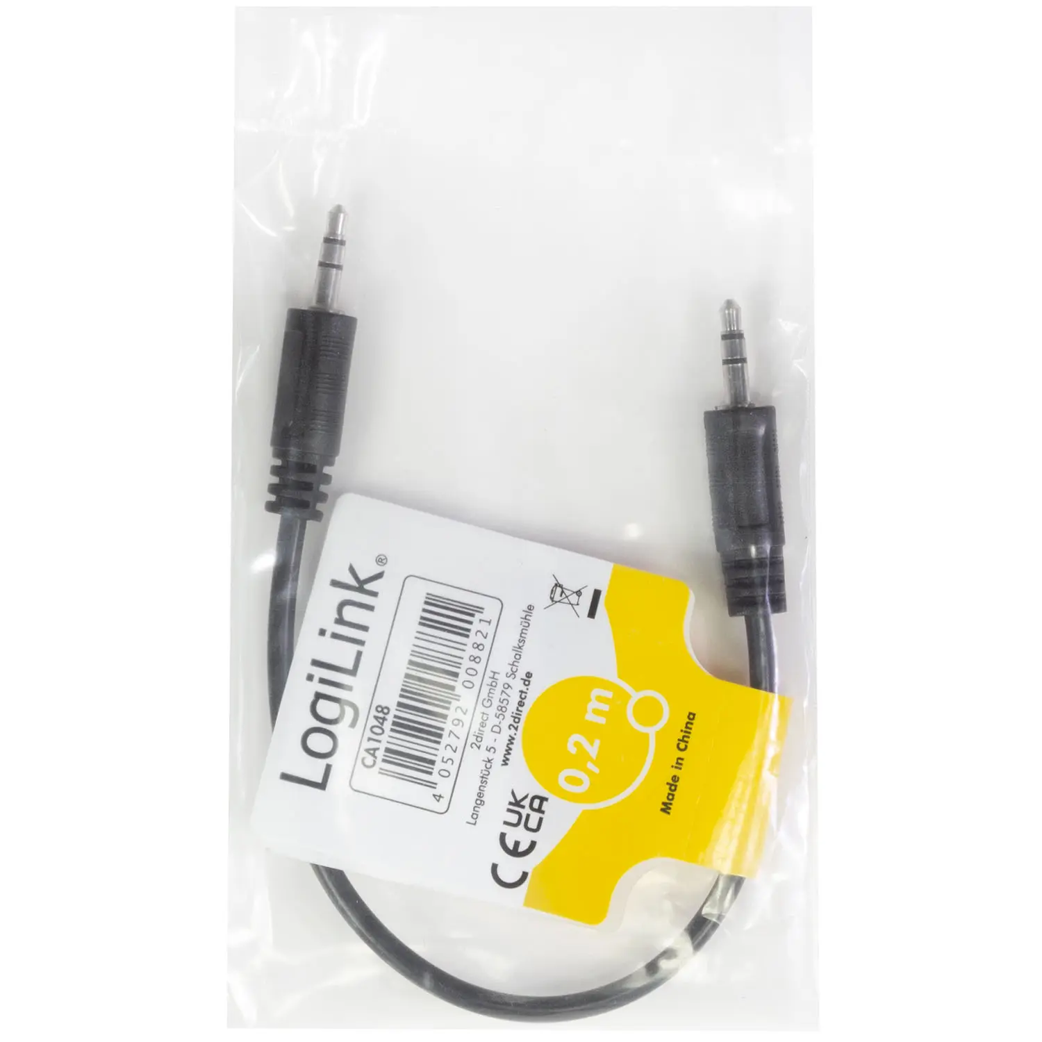 3,5mm Audiokabel 0,2m Svart
