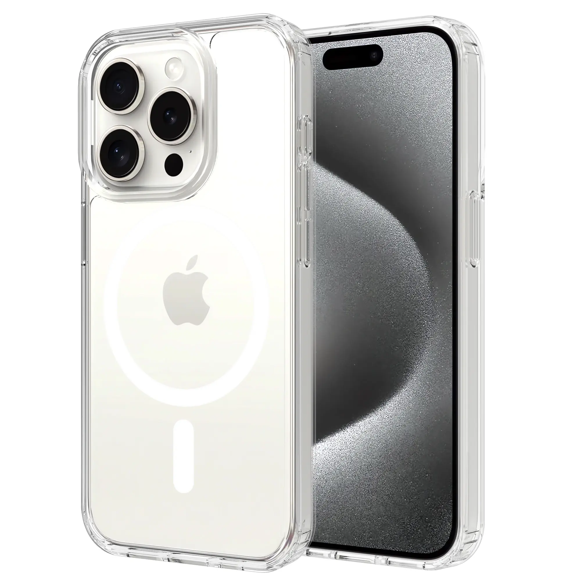 Hybridskal MagSafe iPhone 15 Pro Genomskinlig