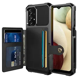 Samsung Galaxy A13 Iskunkestävä suojakuori lompakolla, Musta