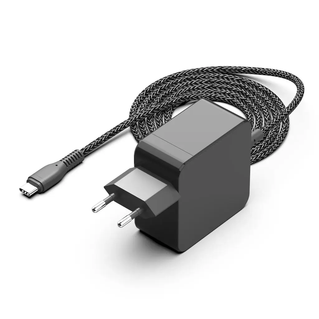 Laddare/AC-adapter USB-C 65W PD 3.0 för MacBook & PC 2m Svart