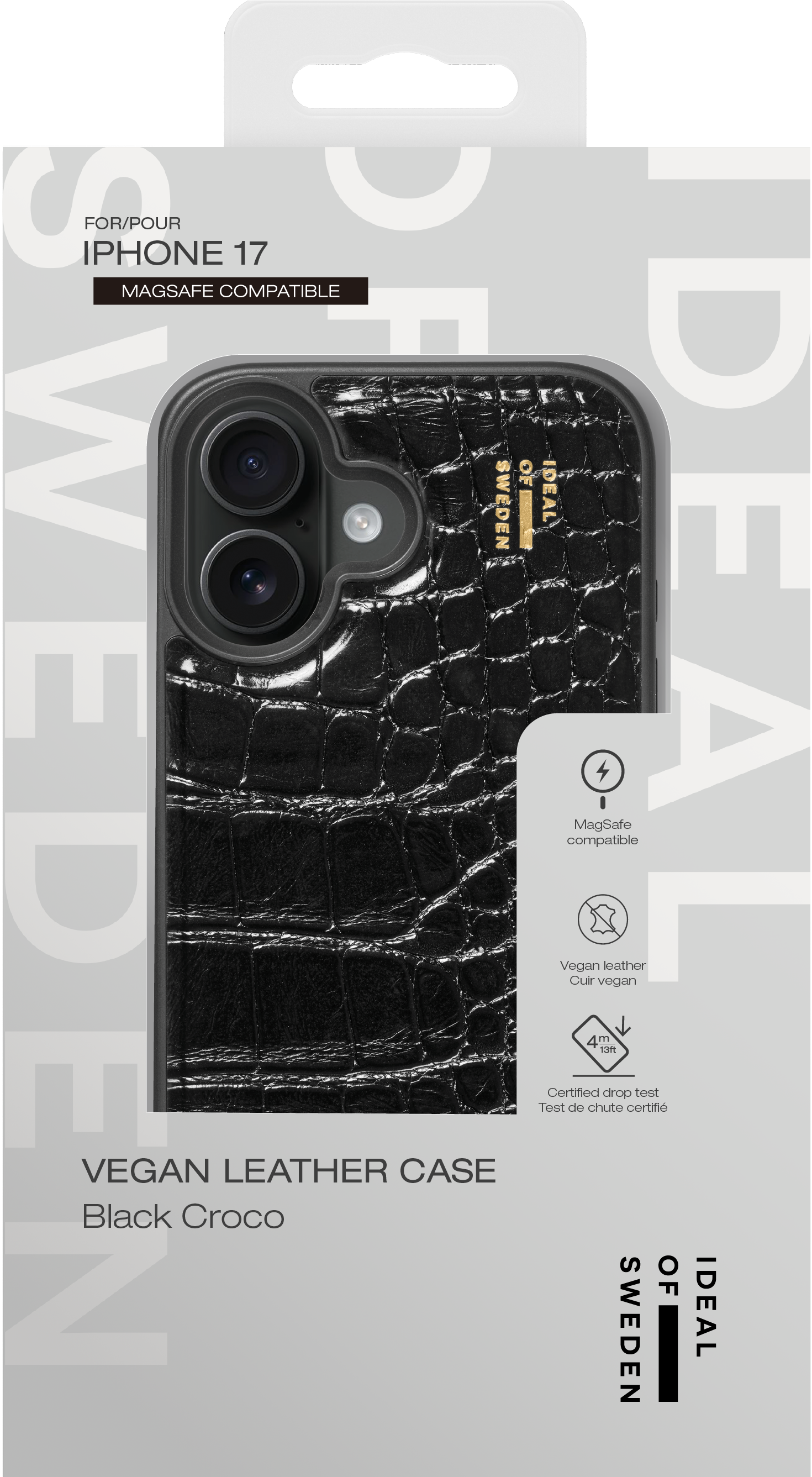 Vegan Leather MagSafe Case iPhone 17 Black Croco