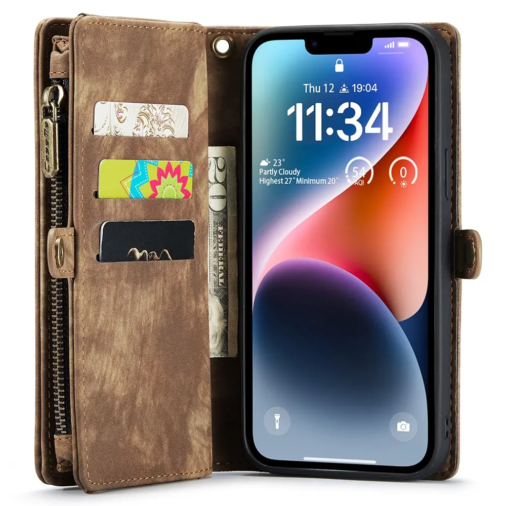 Multi-slot Plånboksfodral iPhone 15 Brun