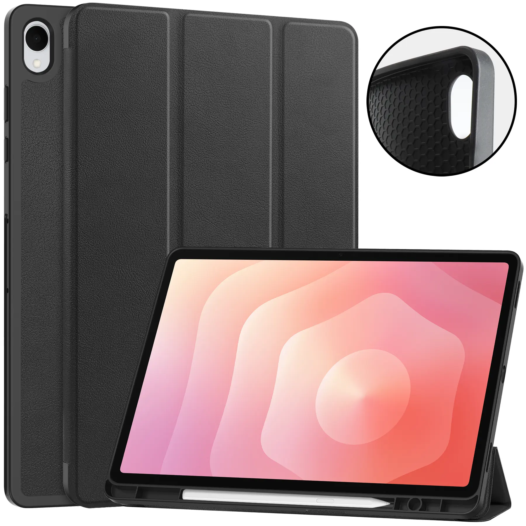 Samsung Galaxy Tab S12 Plus Tri-fold etui med pennholder, Svart