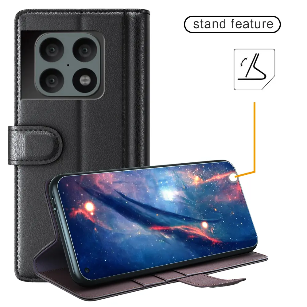 Äkta Läderfodral  OnePlus 10 Pro Svart