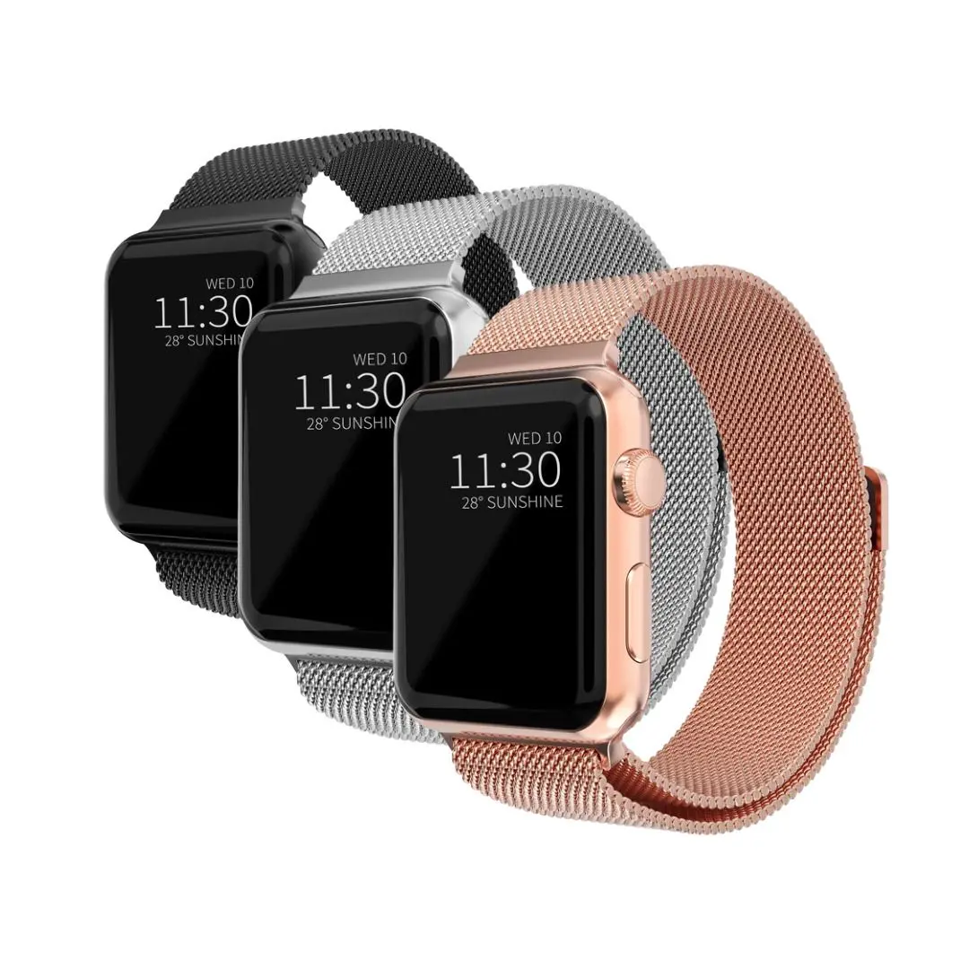 Apple Watch SE 3 40mm Kit Armband Milanese Loop svart, silver, roséguld