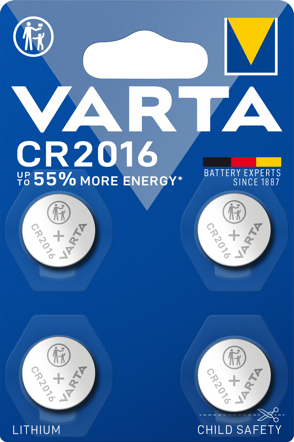 Knappcellsbatteri litium CR2016 (4-pack)