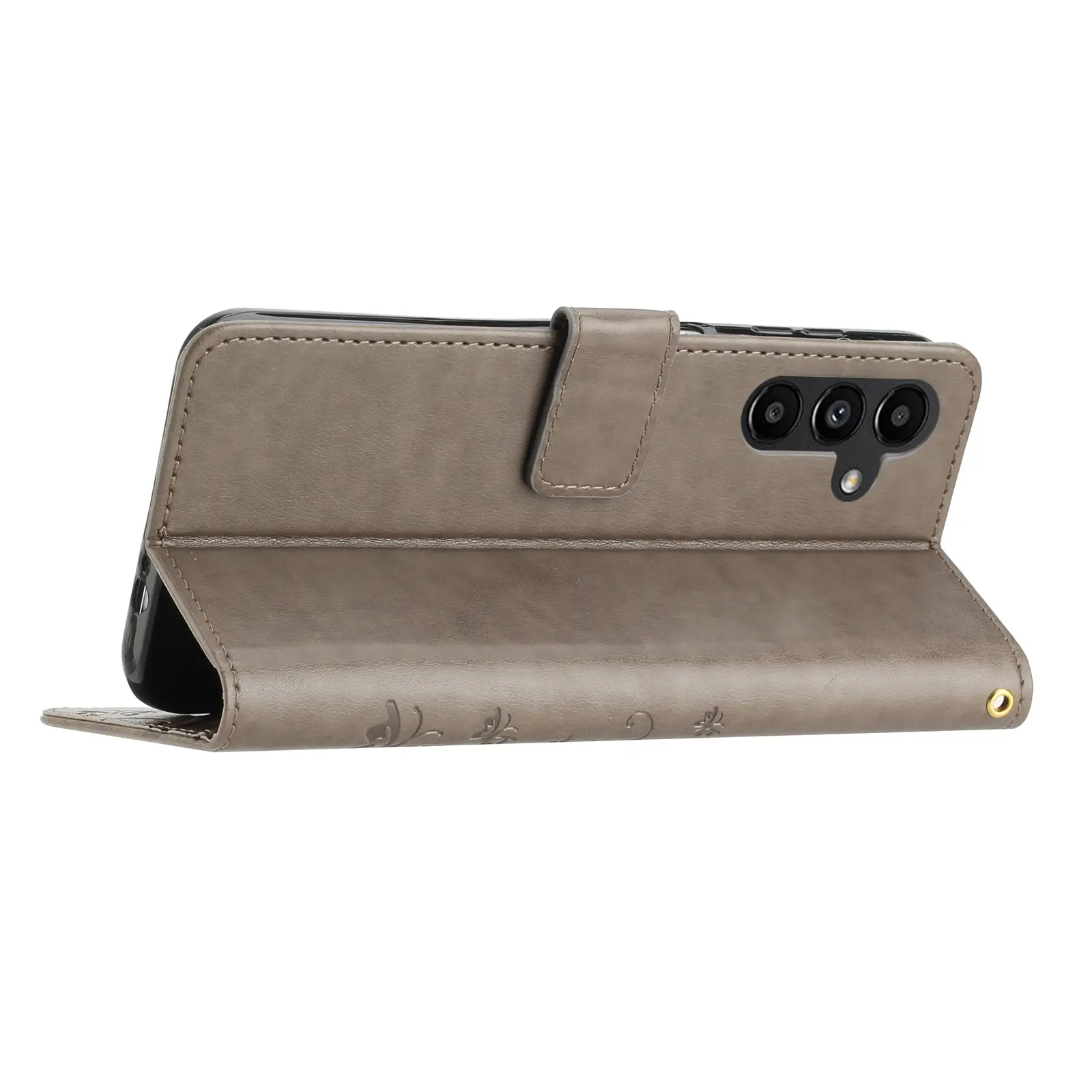 Läderfodral Fjärilar Samsung Galaxy S26 FE Grå