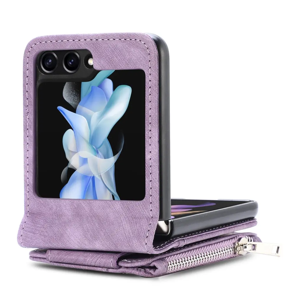 Mobilfodral Multi-slot Zipper Samsung Galaxy Z Flip 7 FE Lila