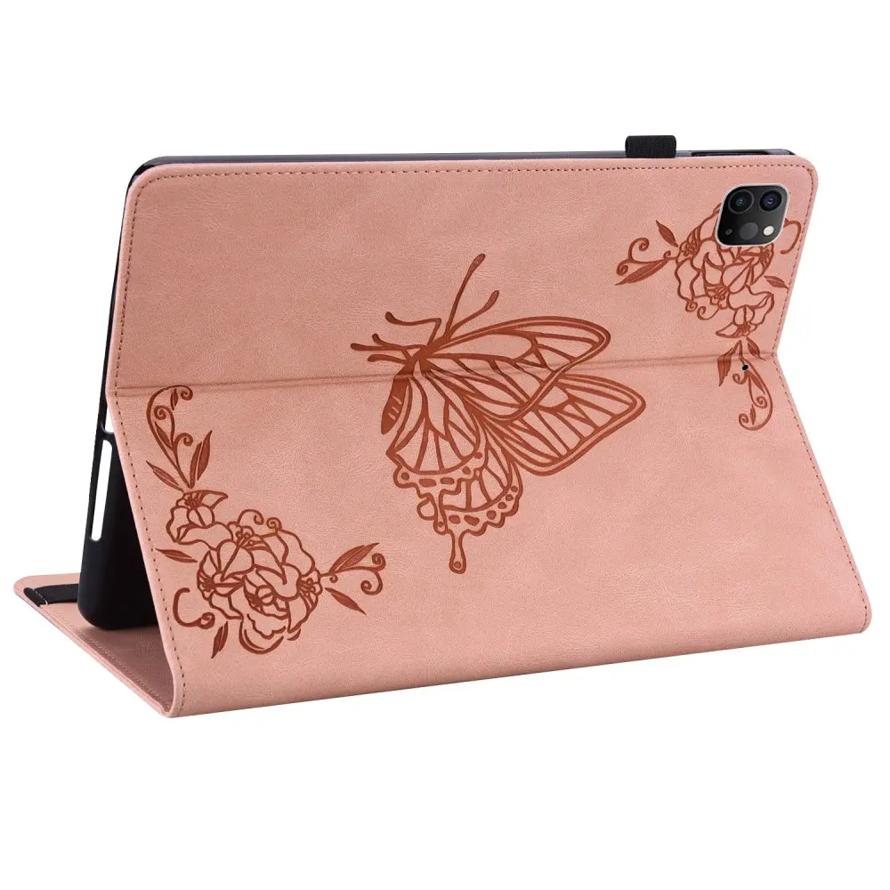 Läderfodral Fjärilar Apple iPad Pro 11 2nd Gen (2020) Rosa